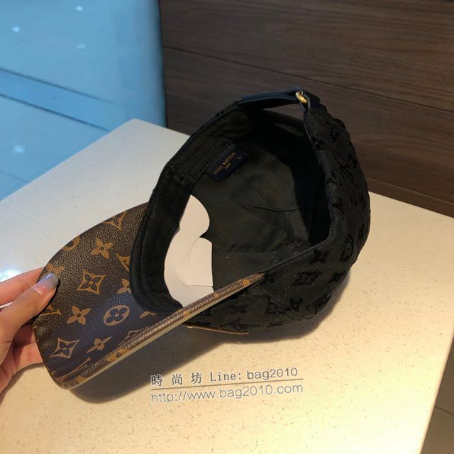 LV爆款男士帽子 路易威登帆布拼皮老花棒球帽鴨舌帽  mm1489